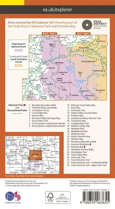 Ordnance Survey The Peak District - Dark Peak Area Explorer Leisure Map 1 2 Ordnance Survey The Peak District - Dark Peak Area Explorer Leisure Map 1 - Image 2