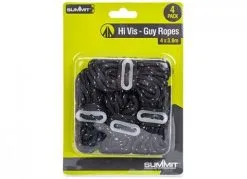 World Of Camping Pack Of 4 Black High Vis Guy Ropes